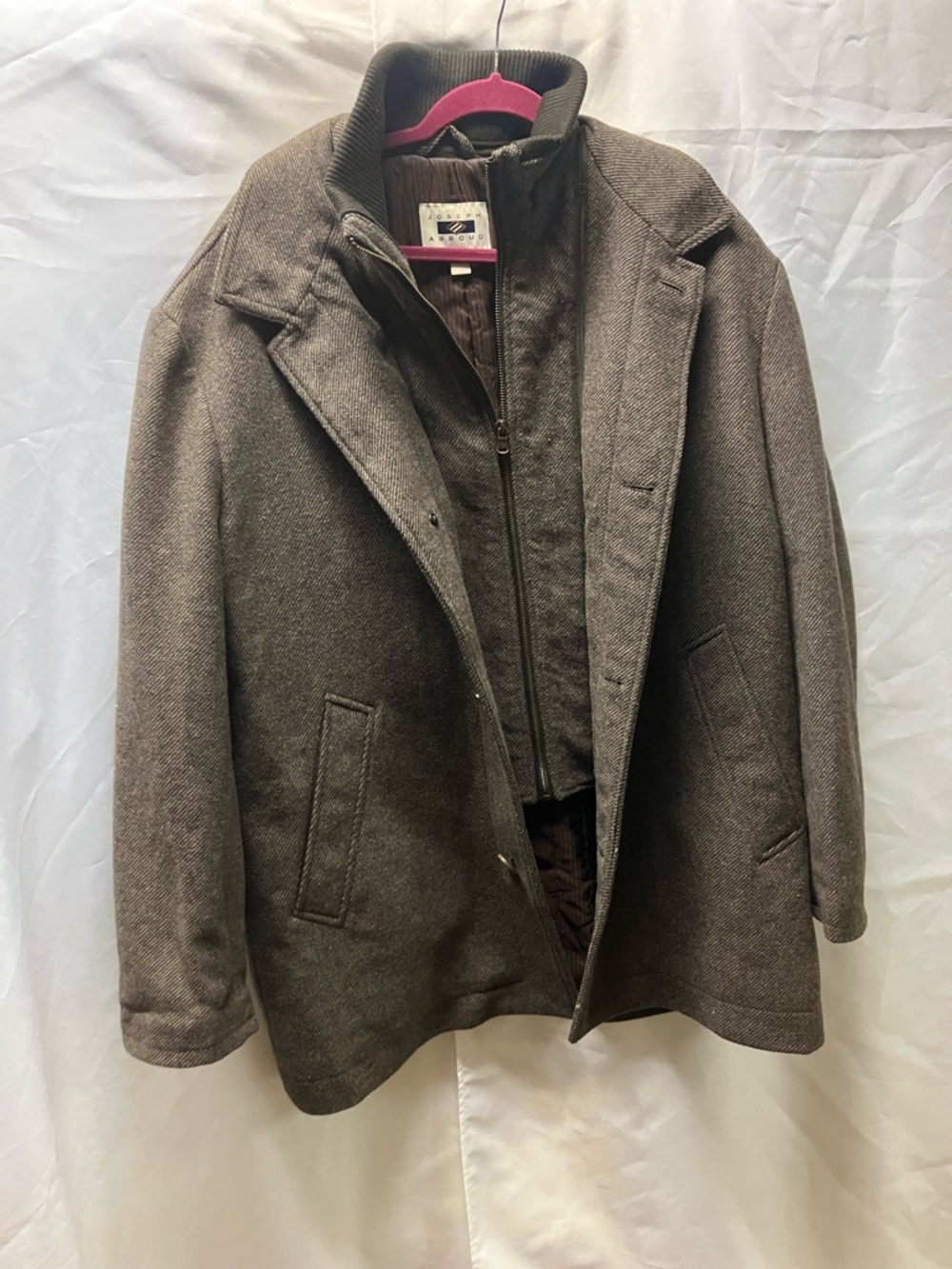 Joseph Abboud Brown Herringbone Peacoat